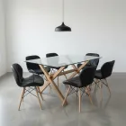 comedor rectangular vidrio 140x90cm con 6 sillas ecocuero