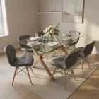 comedor rectangular vidrio 140x90cm con 6 sillas ecocuero
