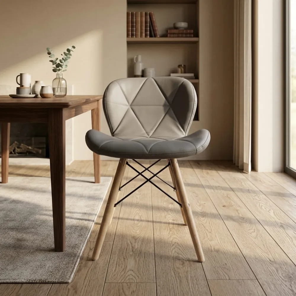 Silla Radar Acolchada Ecocuero Patas de Madera · Silla Radar