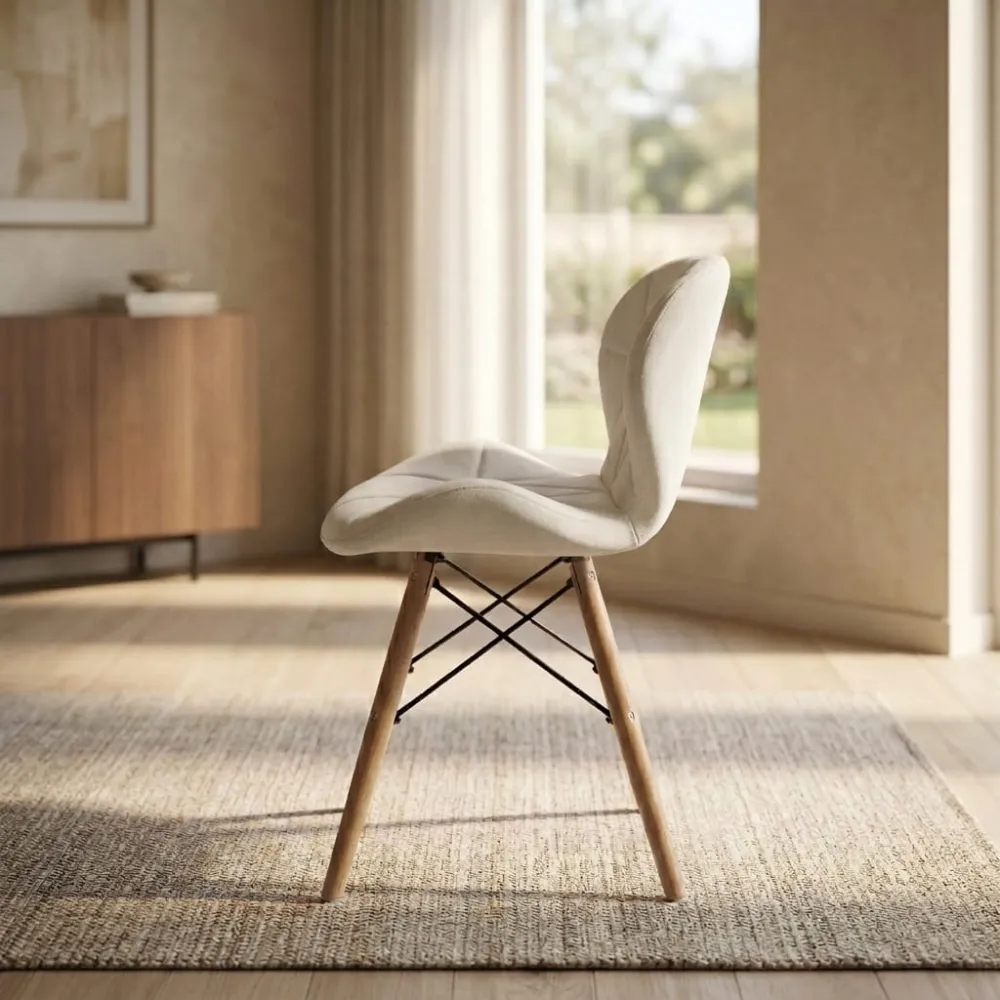 Silla Radar Acolchada Ecocuero Patas de Madera · Silla Radar