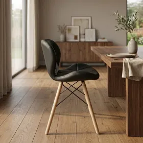 Silla Radar Acolchada Ecocuero Patas de Madera · Silla Radar