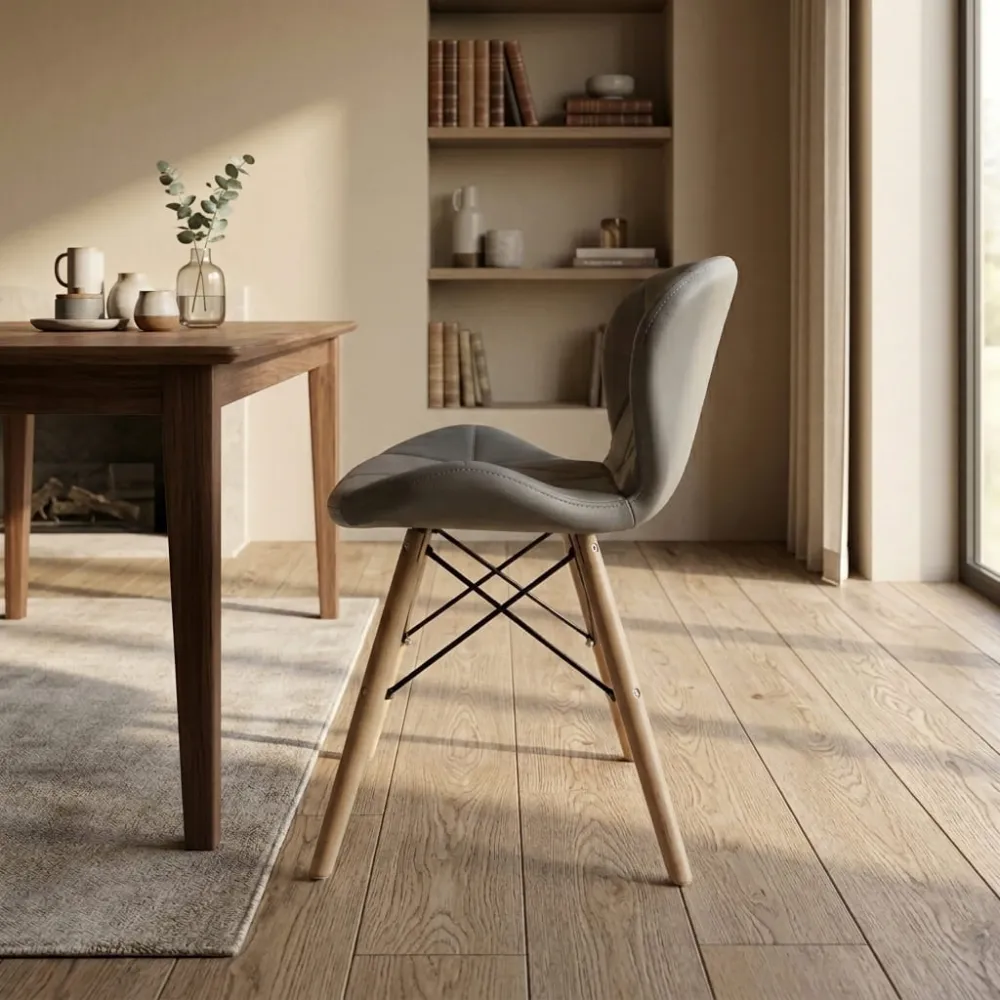 Silla Radar Acolchada Ecocuero Patas de Madera · Silla Radar