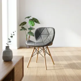 Silla Radar Acolchada Ecocuero Patas de Madera · Silla Radar