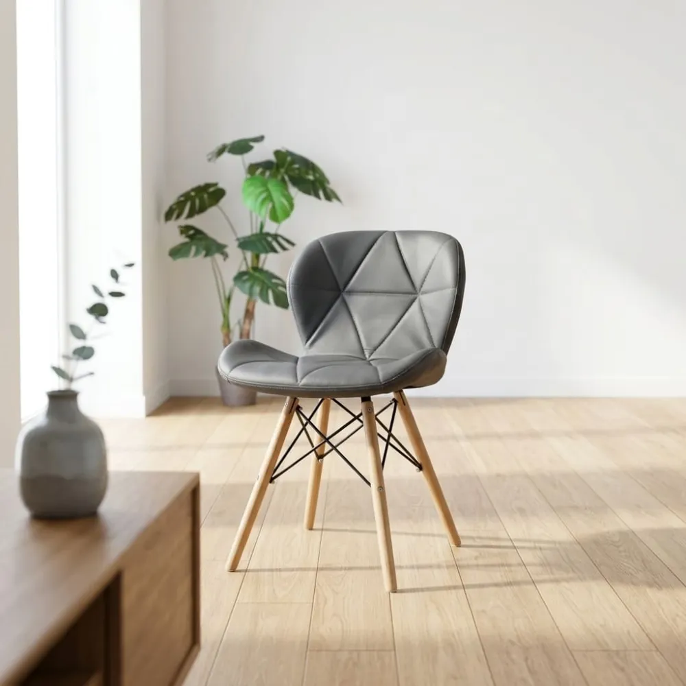 Silla Radar Acolchada Ecocuero Patas de Madera · Silla Radar
