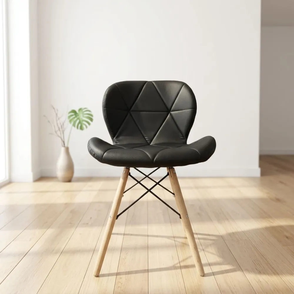 Silla Radar Acolchada Ecocuero Patas de Madera · Silla Radar