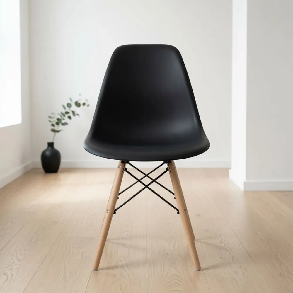 Silla Eames DSW Polipropileno Patas de Madera Haya · Silla Eames
