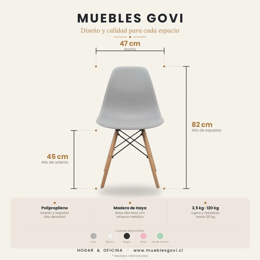 Silla Eames DSW Polipropileno Patas de Madera Haya · Silla Eames