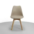 Silla Tulip Acolchada Ecocuero Patas de Madera Haya · Silla Tulip