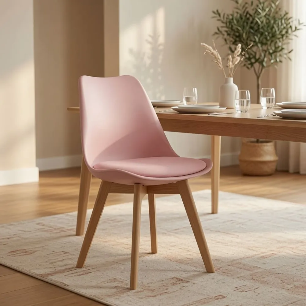 Silla Tulip Acolchada Ecocuero Patas de Madera Haya · Silla Tulip