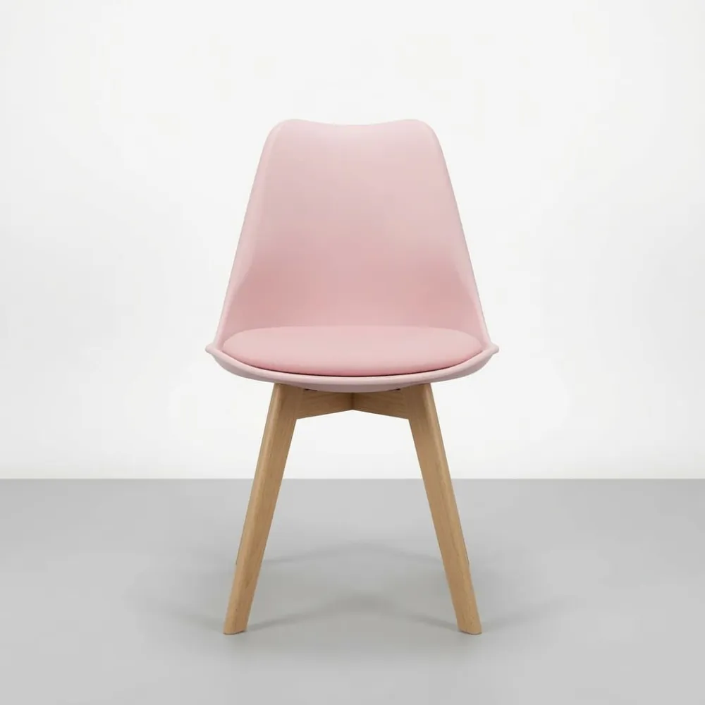 Silla Tulip Acolchada Ecocuero Patas de Madera Haya · Silla Tulip
