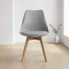 Silla Tulip Acolchada Ecocuero Patas de Madera Haya · Silla Tulip