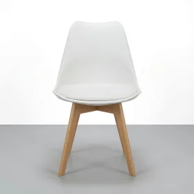 Silla Tulip Acolchada Ecocuero Patas de Madera Haya · Silla Tulip