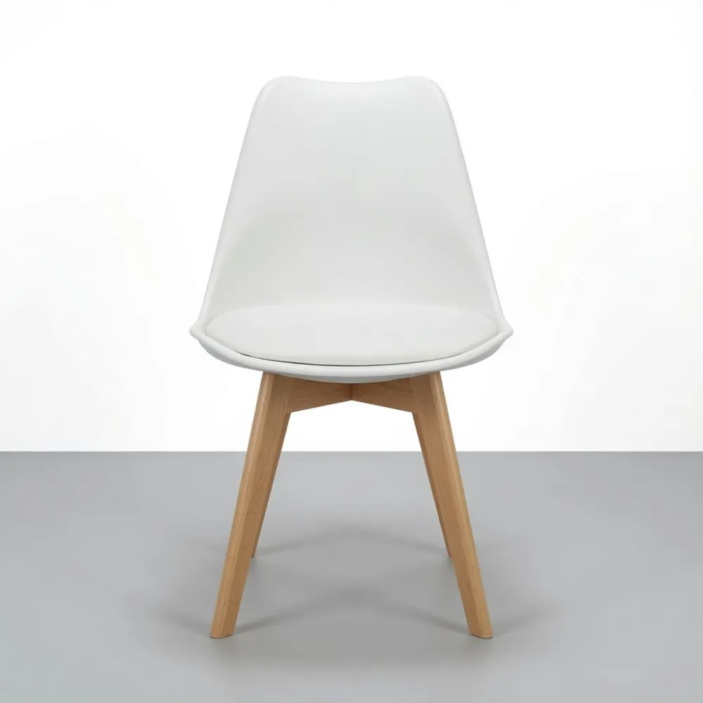 Silla Tulip Acolchada Ecocuero Patas de Madera Haya · Silla Tulip