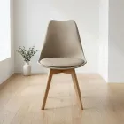 Silla Tulip Acolchada Ecocuero Patas de Madera Haya · Silla Tulip