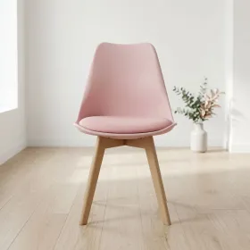 Silla Tulip Acolchada Ecocuero Patas de Madera Haya · Silla Tulip