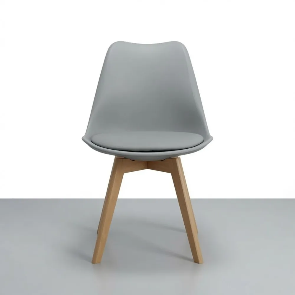 Silla Tulip Acolchada Ecocuero Patas de Madera Haya · Silla Tulip