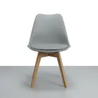 Silla Tulip Acolchada Ecocuero Patas de Madera Haya · Silla Tulip