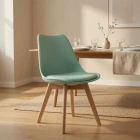 Silla Tulip Acolchada Ecocuero Patas de Madera Haya · Silla Tulip