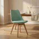 Silla Tulip Acolchada Ecocuero Patas de Madera Haya · Silla Tulip