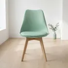 Silla Tulip Acolchada Ecocuero Patas de Madera Haya · Silla Tulip