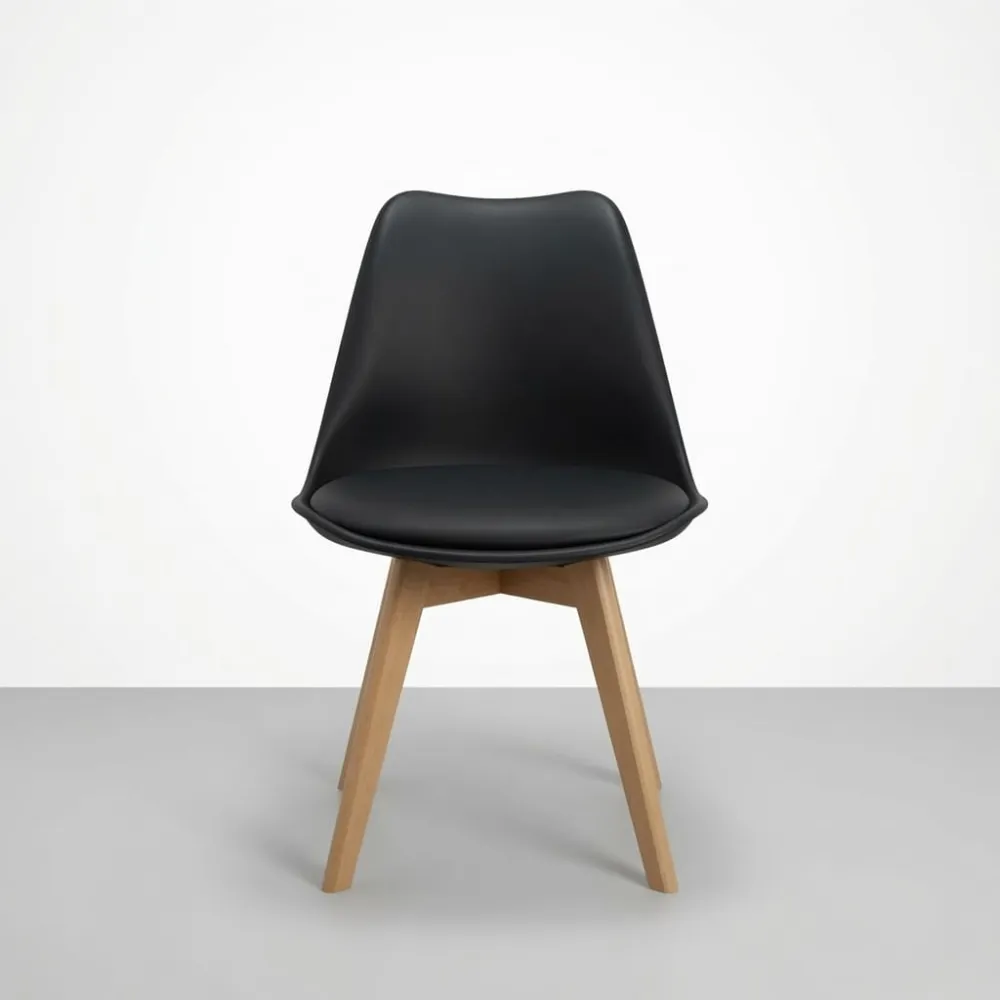 Silla Tulip Acolchada Ecocuero Patas de Madera Haya · Silla Tulip