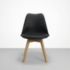 Silla Tulip Acolchada Ecocuero Patas de Madera Haya · Silla Tulip
