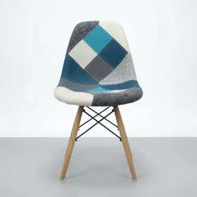 Silla Eames Patchwork Tela Patas de Madera Haya · Silla Eames DSW Patchwork
