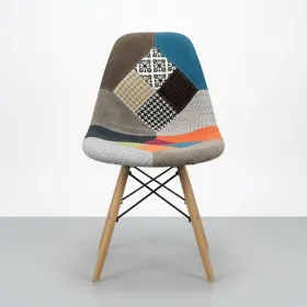 Silla Eames Patchwork Tela Patas de Madera Haya · Silla Eames DSW Patchwork