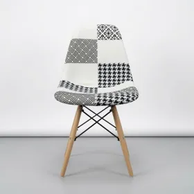 Silla Eames Patchwork Tela Patas de Madera Haya · Silla Eames DSW Patchwork