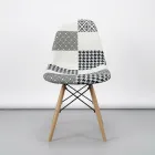 Silla Eames Patchwork Tela Patas de Madera Haya · Silla Eames DSW Patchwork