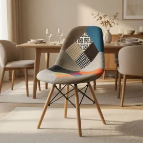 Silla Eames Patchwork Tela Patas de Madera Haya · Silla Eames DSW Patchwork