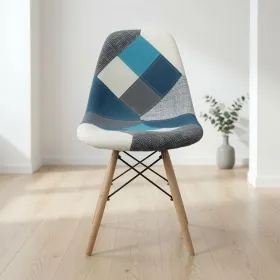 Silla Eames Patchwork Tela Patas de Madera Haya · Silla Eames DSW Patchwork