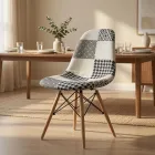 Silla Eames Patchwork Tela Patas de Madera Haya · Silla Eames DSW Patchwork