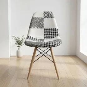 Silla Eames Patchwork Tela Patas de Madera Haya · Silla Eames DSW Patchwork
