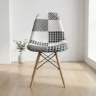 Silla Eames Patchwork Tela Patas de Madera Haya · Silla Eames DSW Patchwork