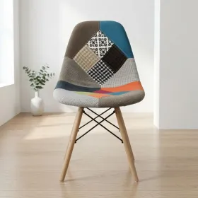 Silla Eames Patchwork Tela Patas de Madera Haya · Silla Eames DSW Patchwork