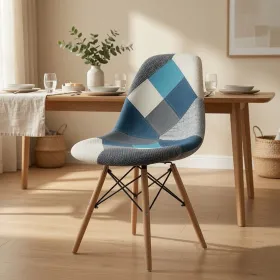 Silla Eames Patchwork Tela Patas de Madera Haya · Silla Eames DSW Patchwork