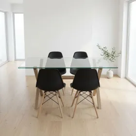 Comedor Mesa Cross Vidrio 140x90cm 4 Sillas Eames