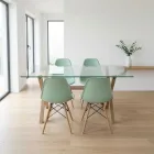 Comedor Mesa Cross Vidrio 140x90cm 4 Sillas Eames