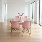 Comedor Mesa Cross Vidrio 140x90cm 4 Sillas Eames