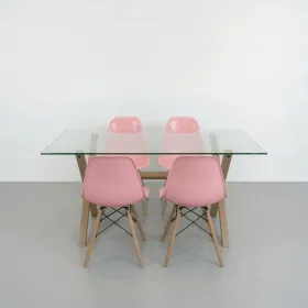 Comedor Mesa Cross Vidrio 140x90cm 4 Sillas Eames