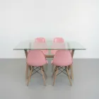 Comedor Mesa Cross Vidrio 140x90cm 4 Sillas Eames