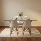 Comedor Mesa Cross Vidrio 140x90cm 4 Sillas Eames
