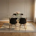 Comedor Mesa Cross Vidrio 140x90cm 4 Sillas Eames