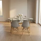 Comedor Mesa Cross Vidrio 140x90cm 4 Sillas Eames