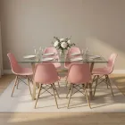 Comedor Mesa Cross Vidrio 140x90cm 6 Sillas Eames