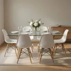 Comedor Mesa Cross Vidrio 140x90cm 6 Sillas Eames