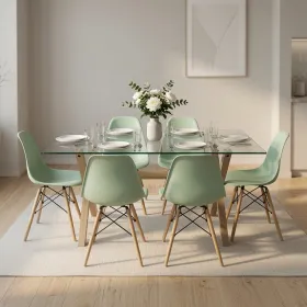 Comedor Mesa Cross Vidrio 140x90cm 6 Sillas Eames