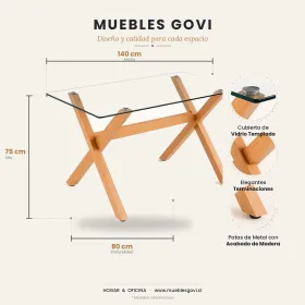 Comedor Mesa Cross Vidrio 140x90cm 6 Sillas Eames