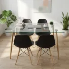 Comedor Mesa Vidrio 120x80cm 4 Sillas Eames